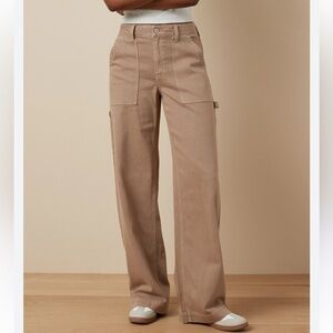 AMERICAN EAGLE Super High-Rise Baggy Wide-Leg Carpenter Jeans Brown